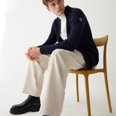 Full zip pullover with high neck