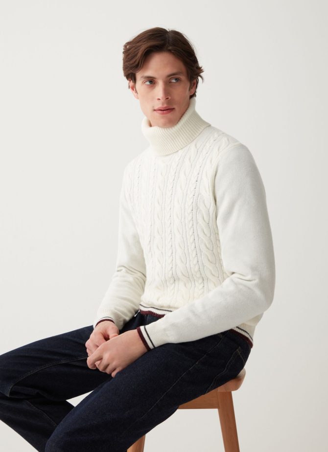 Polo-neck cable-knit pullover - Image 2