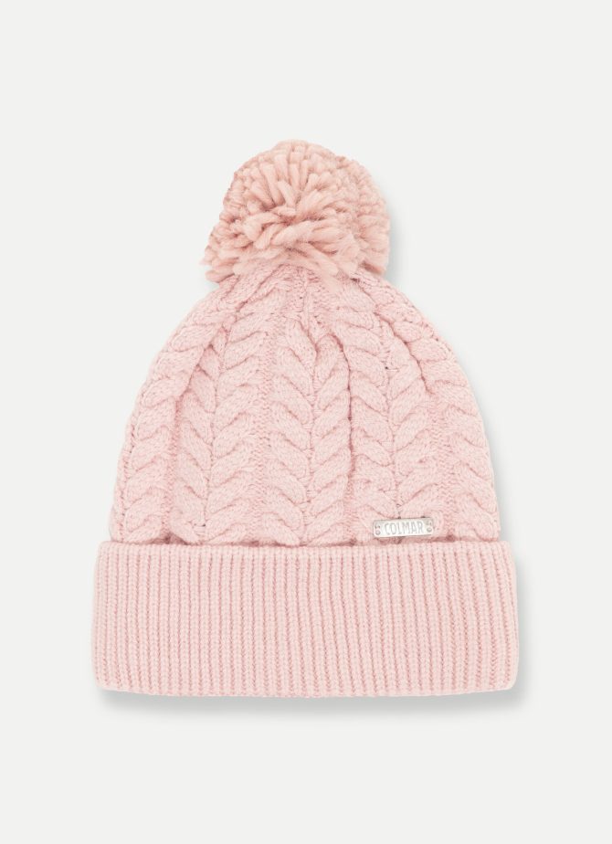 Viscose blend hat with pompom