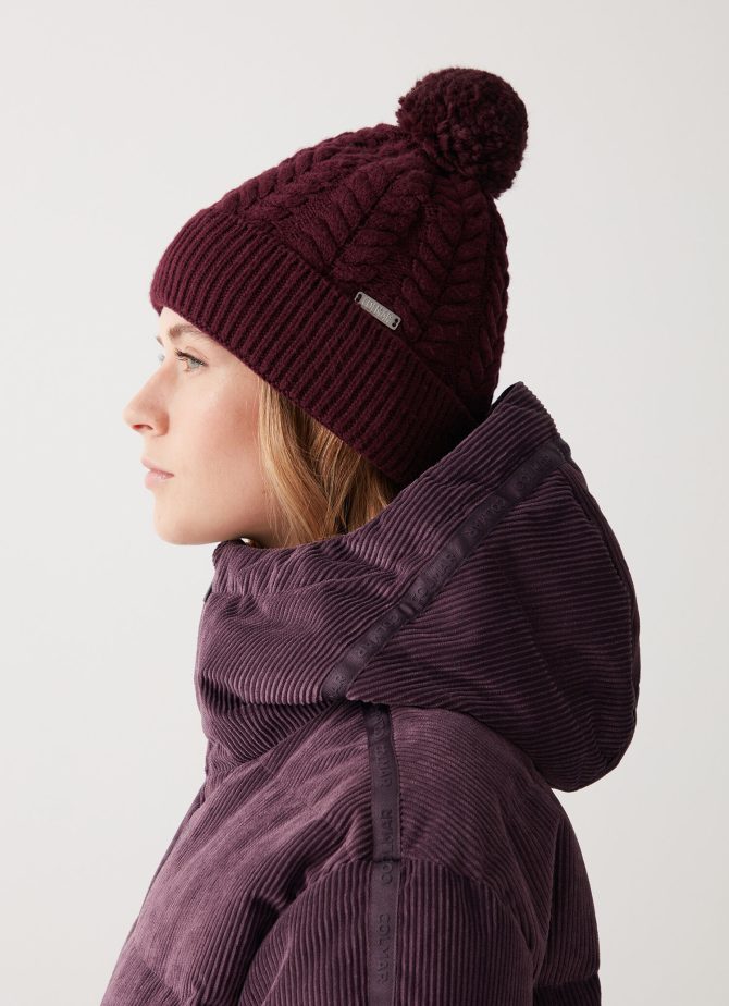 Viscose blend hat with pompom