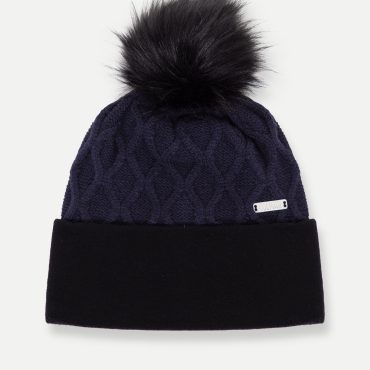 Viscose blend hat with pom pom