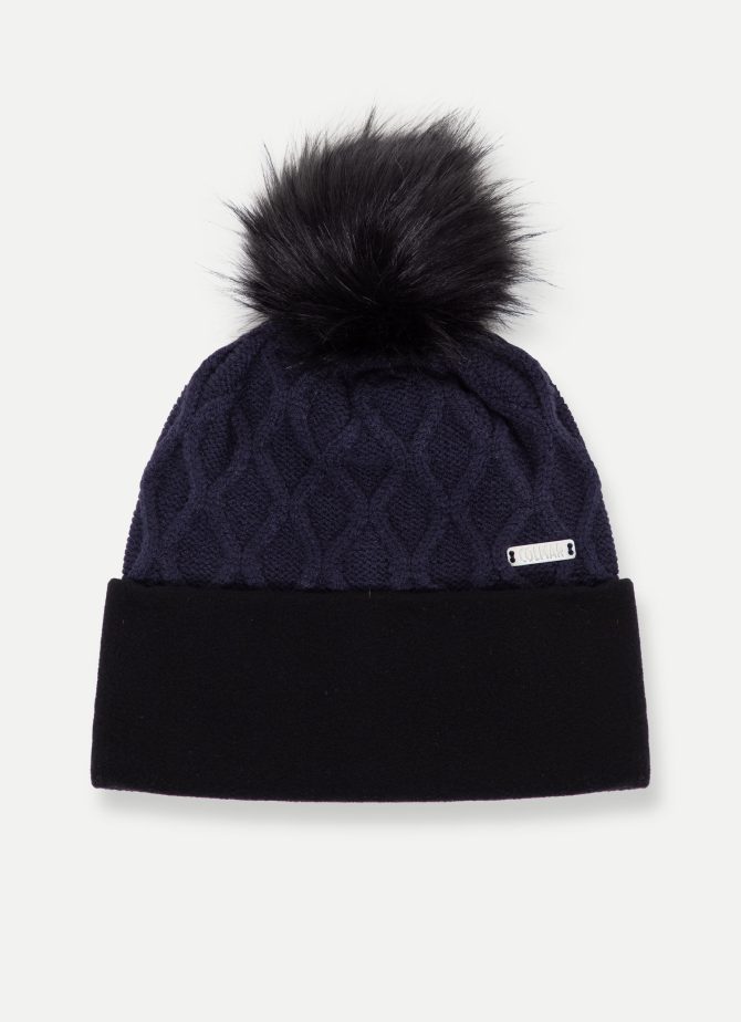 Viscose blend hat with pom pom