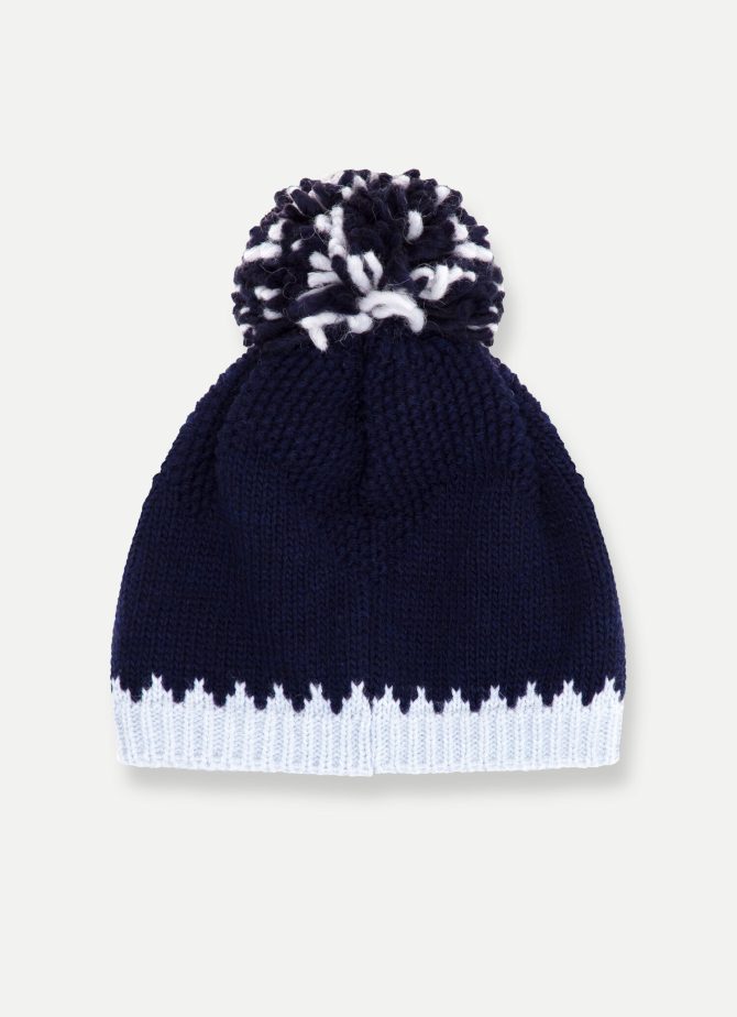Hat with contrasting trim and pom-pom - Image 3