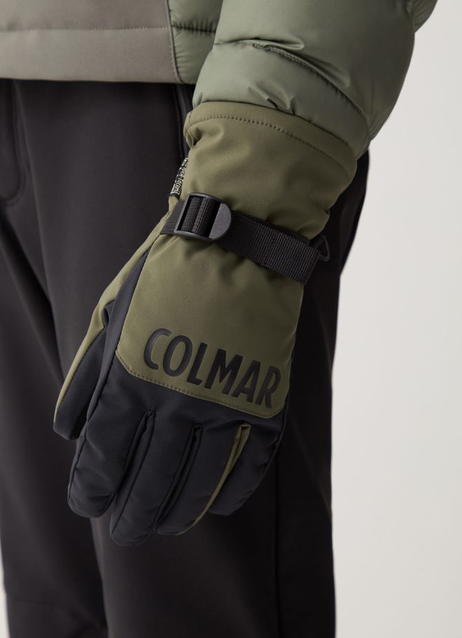 Two-tone stretch fabric ski gloves