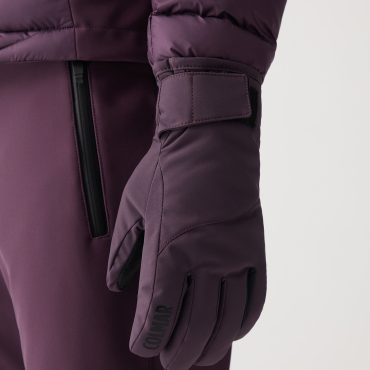 Stretch fabric and technical leather ski gloves