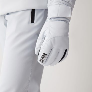 Glossy stretch satin fabric ski gloves