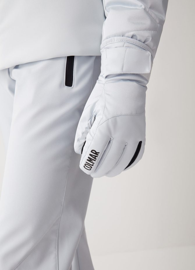 Glossy stretch satin fabric ski gloves
