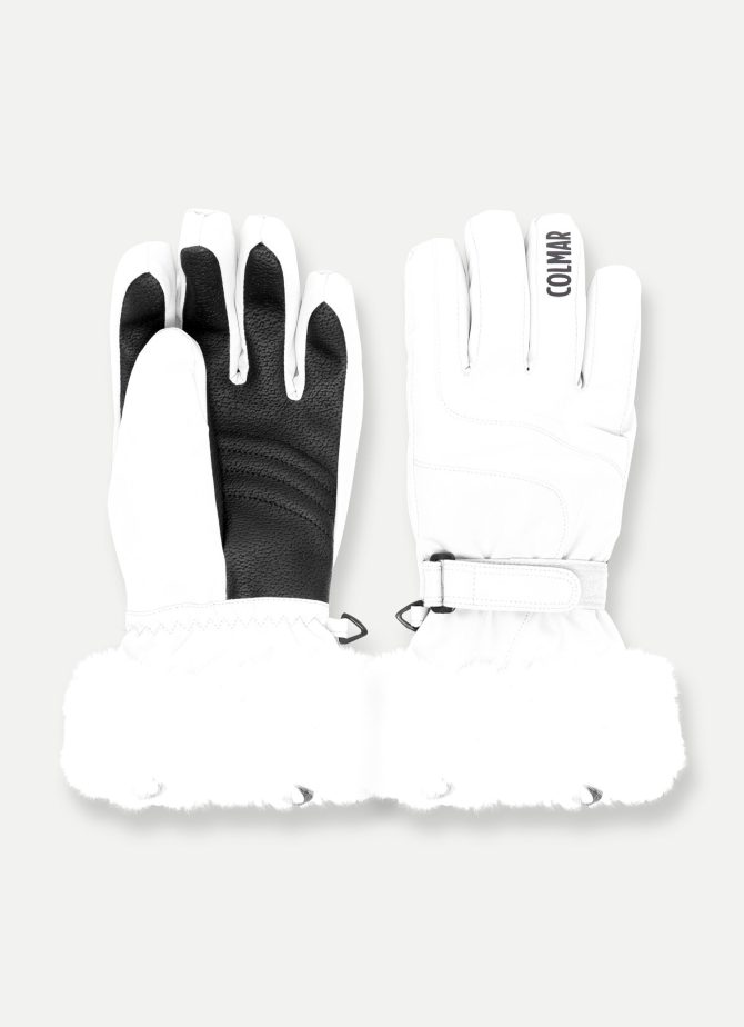 Ski gloves with technical fur hem