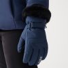 Ski gloves with technical fur hem