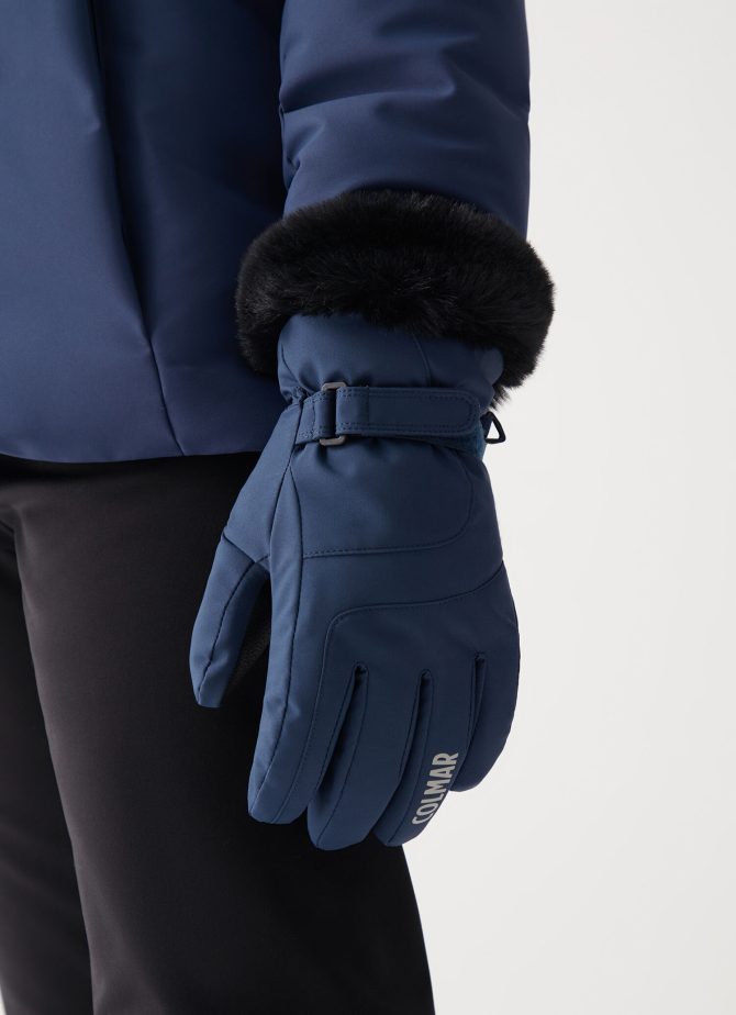 Ski gloves with technical fur hem