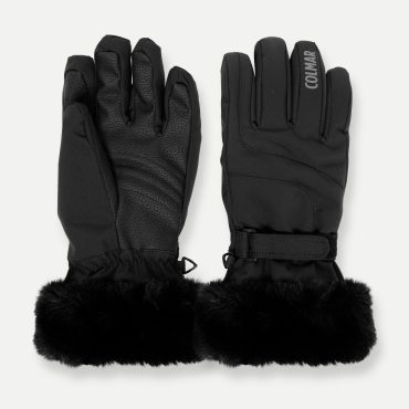 Ski gloves with technical fur hem