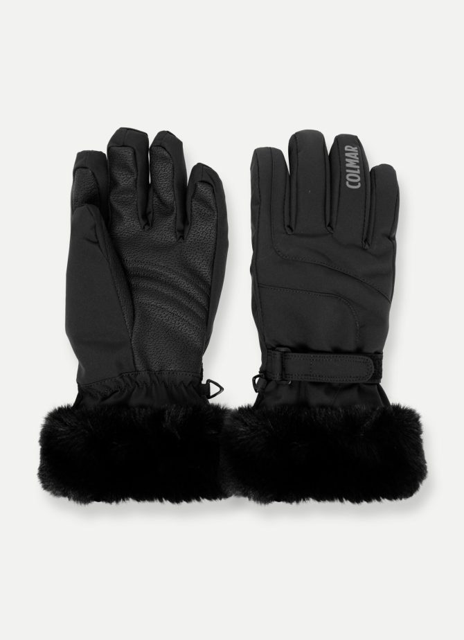 Ski gloves with technical fur hem