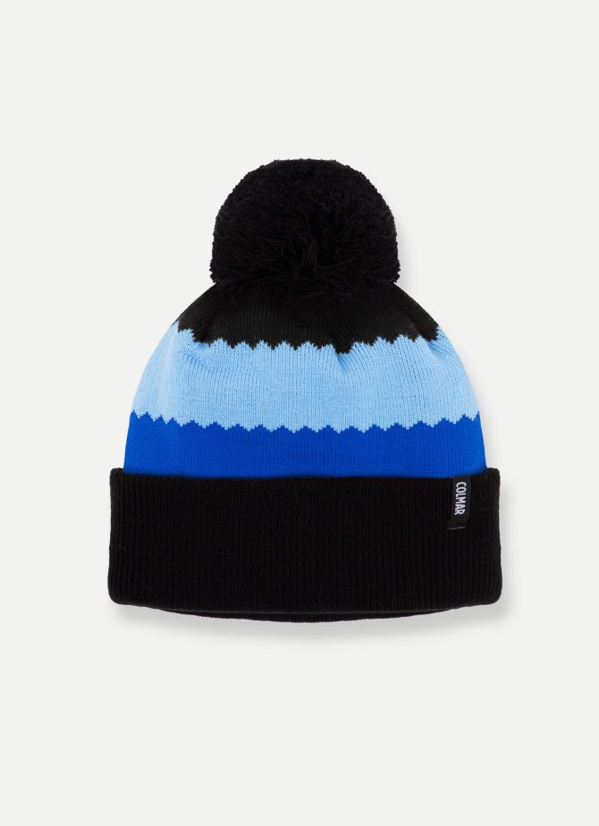 Striped unisex hat with pom-pom - Image 2