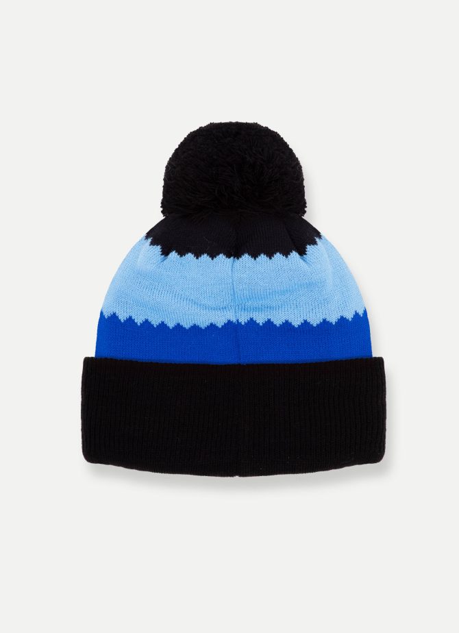 Striped unisex hat with pom-pom - Image 3