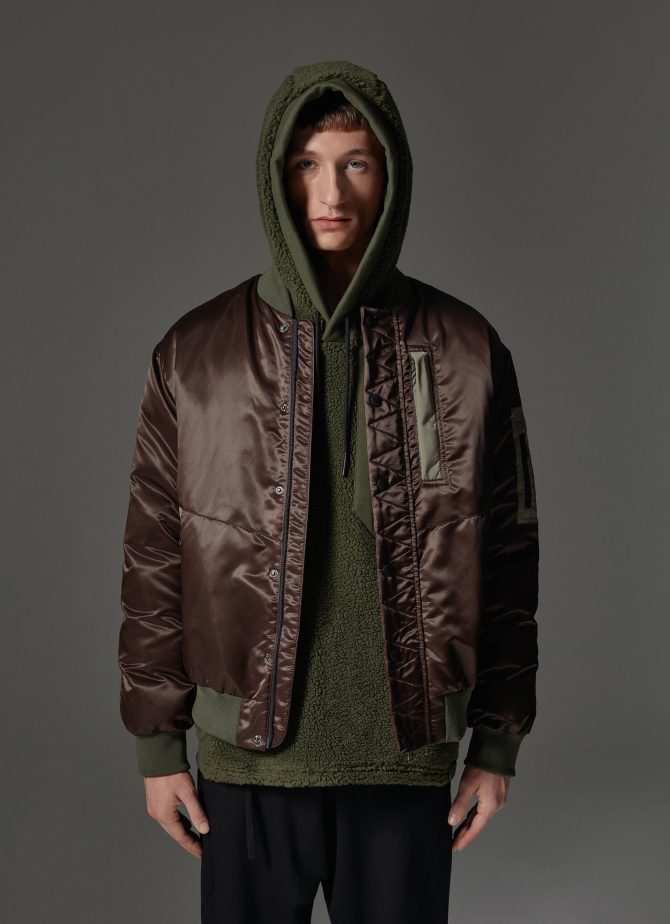 Shiny satin colourblock maxi bomber jacket - Image 3