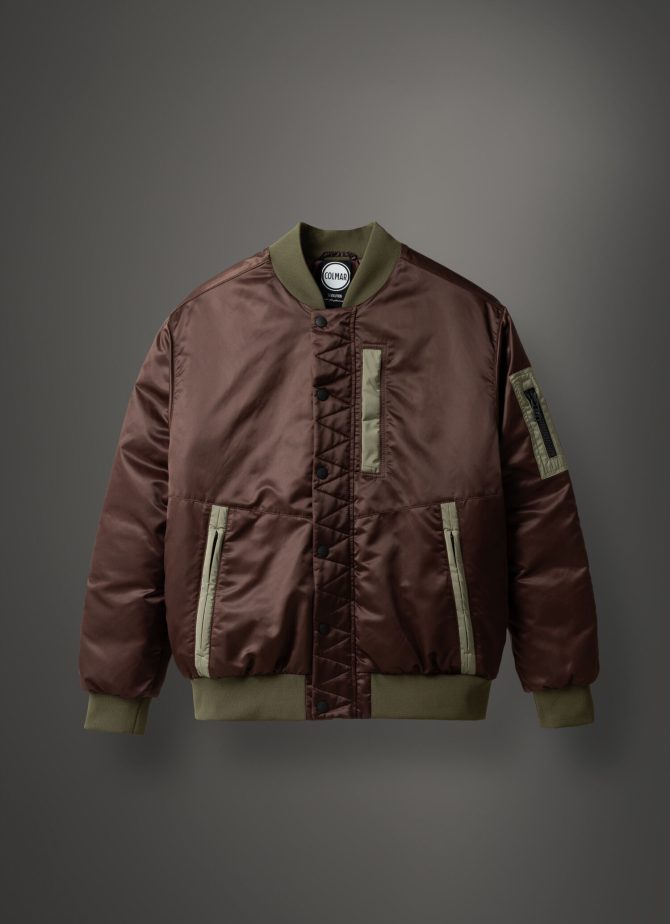 Shiny satin colourblock maxi bomber jacket - Image 4