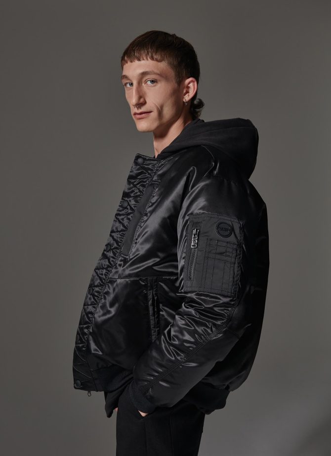 Shiny satin solid colour maxi bomber jacket - Image 2