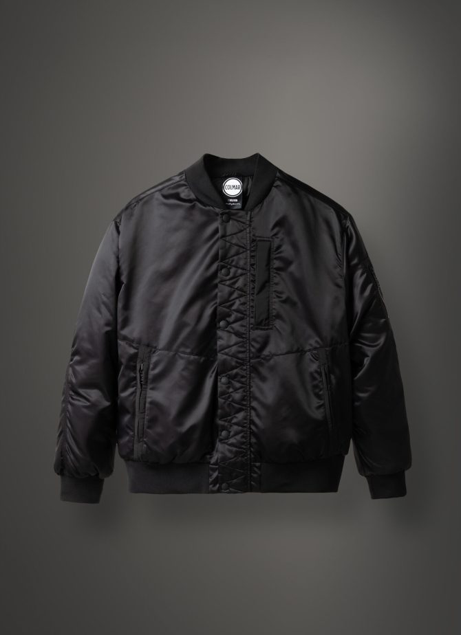 Shiny satin solid colour maxi bomber jacket - Image 4