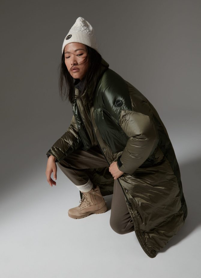 Down-padded iridescent fabric maxi-jacket - Image 3