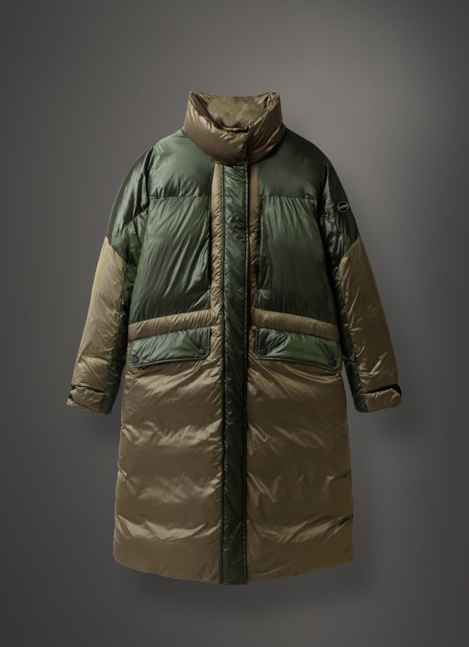 Down-padded iridescent fabric maxi-jacket - Image 4