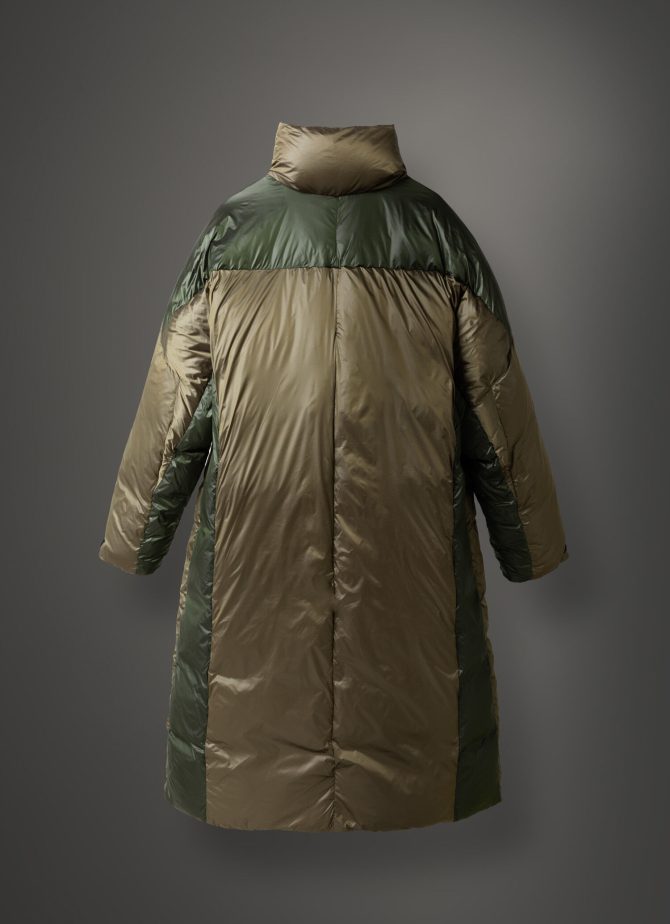 Down-padded iridescent fabric maxi-jacket - Image 5