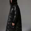 Down-padded iridescent fabric maxi-jacket - Image 3