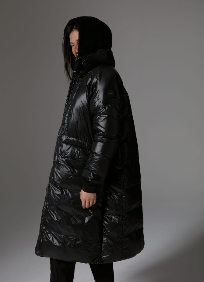 Down-padded iridescent fabric maxi-jacket - Image 3