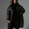 Down-padded iridescent fabric maxi-jacket - Image 2