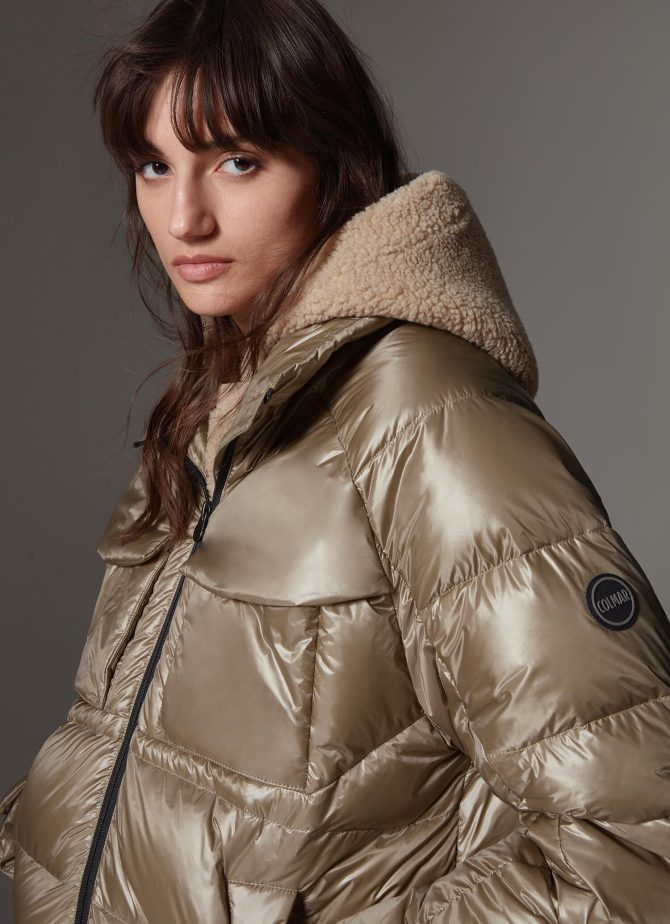 Maxi down jacket with chest pockets - Image 3