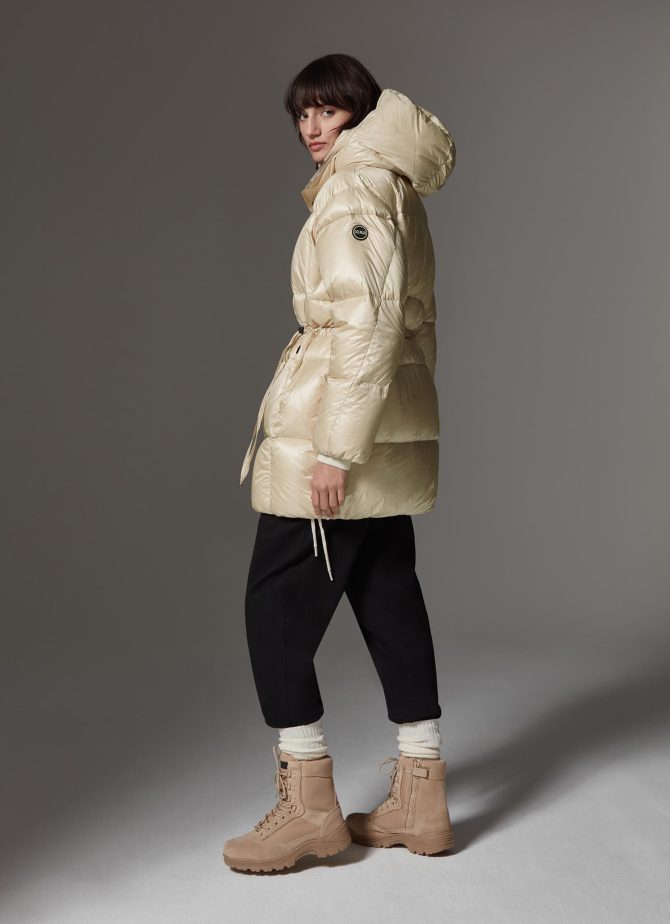 Maxi-down jacket with adjustable waist - Image 3
