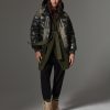 Bomber jacket with fixed hood and bubble quilting