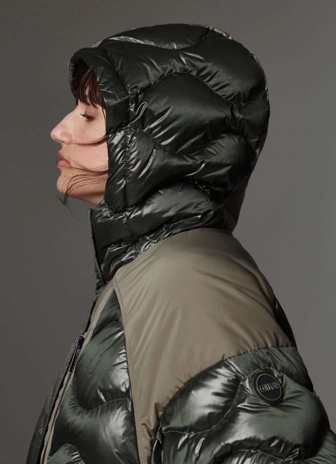 Bomber jacket with fixed hood and bubble quilting - Image 2