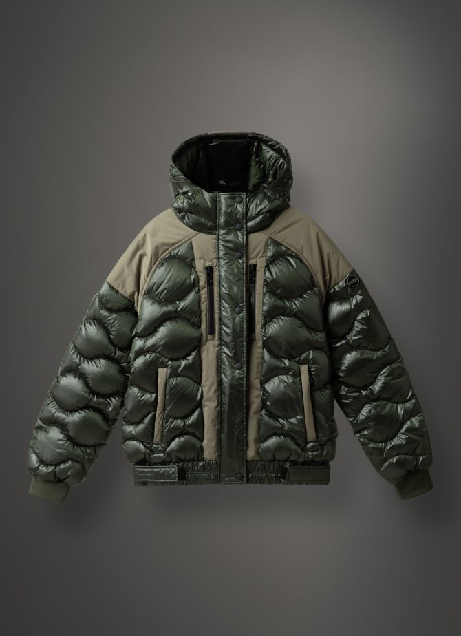 Bomber jacket with fixed hood and bubble quilting - Image 4