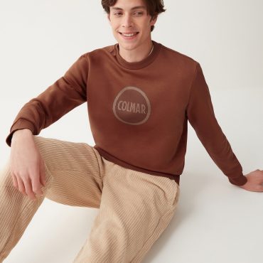 Crew-neck sweatshirt with printed maxi logo
