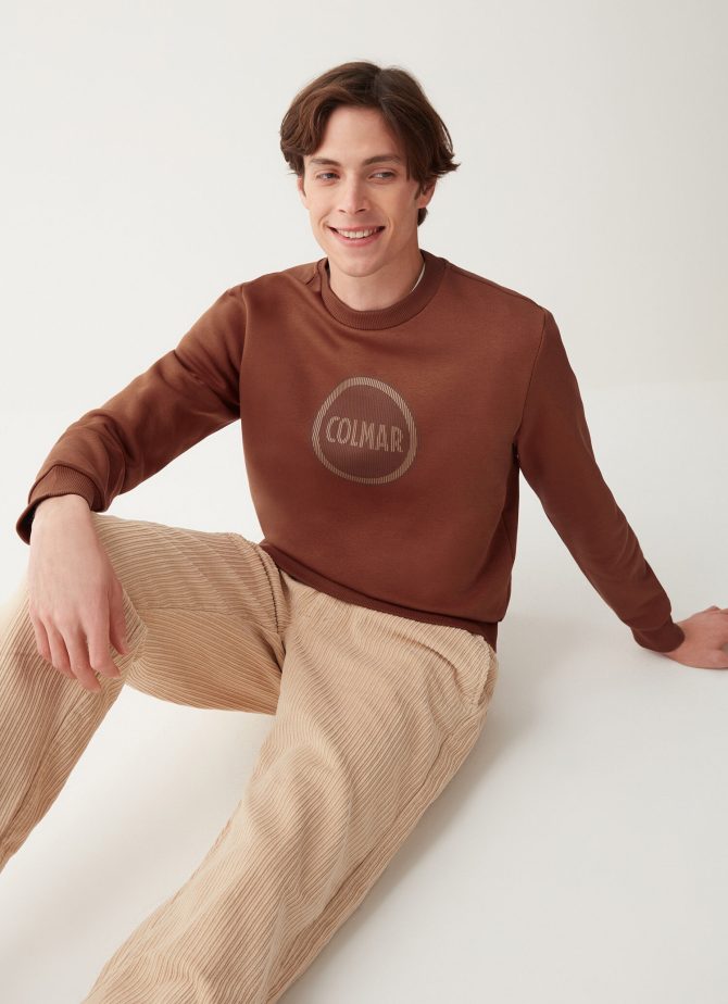 Crew-neck sweatshirt with printed maxi logo