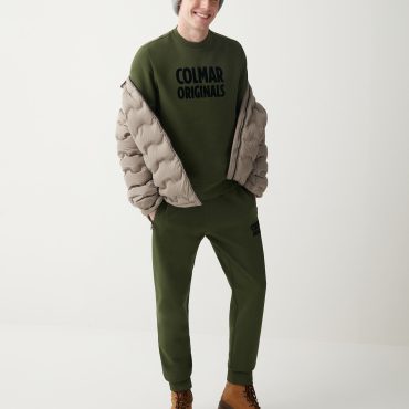 Crew-neck sweatshirt with printed maxi logo
