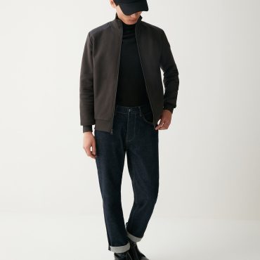 Cotton full-zip sweatshirt with nylon inserts