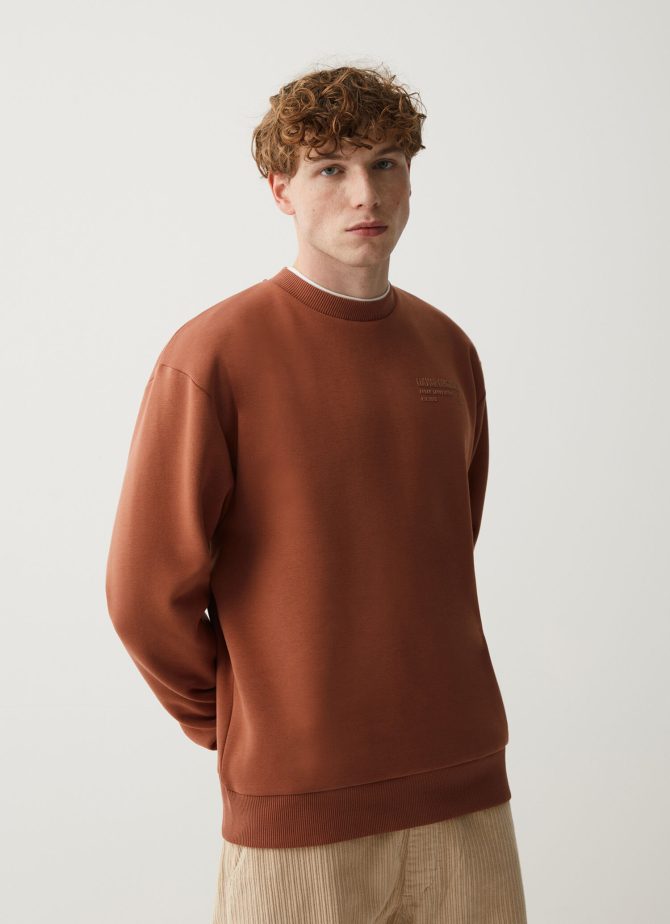 Cotton crew-neck sweatshirt with 3D writing - Image 3