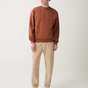 Cotton crew-neck sweatshirt with 3D writing