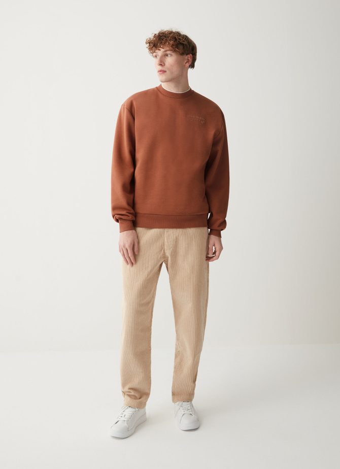 Cotton crew-neck sweatshirt with 3D writing