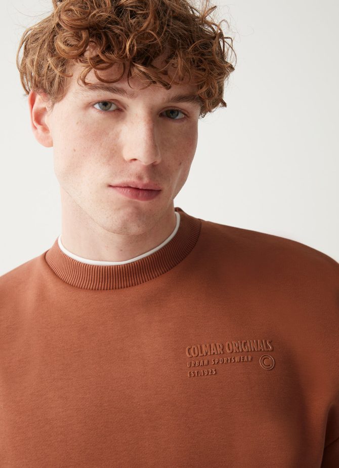Cotton crew-neck sweatshirt with 3D writing - Image 2