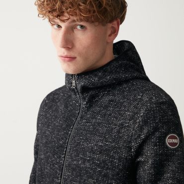 Hooded wool knit sweatshirt