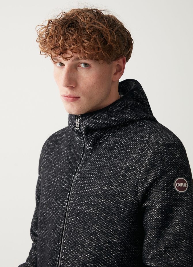 Hooded wool knit sweatshirt