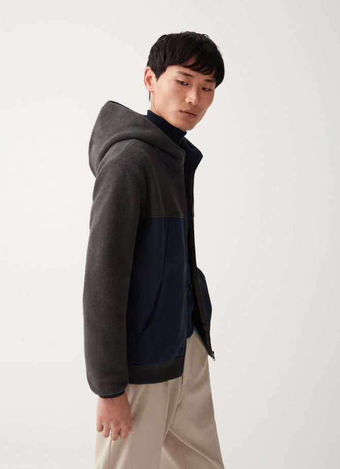 Hooded cotton blend full zip sweatshirt - Image 2