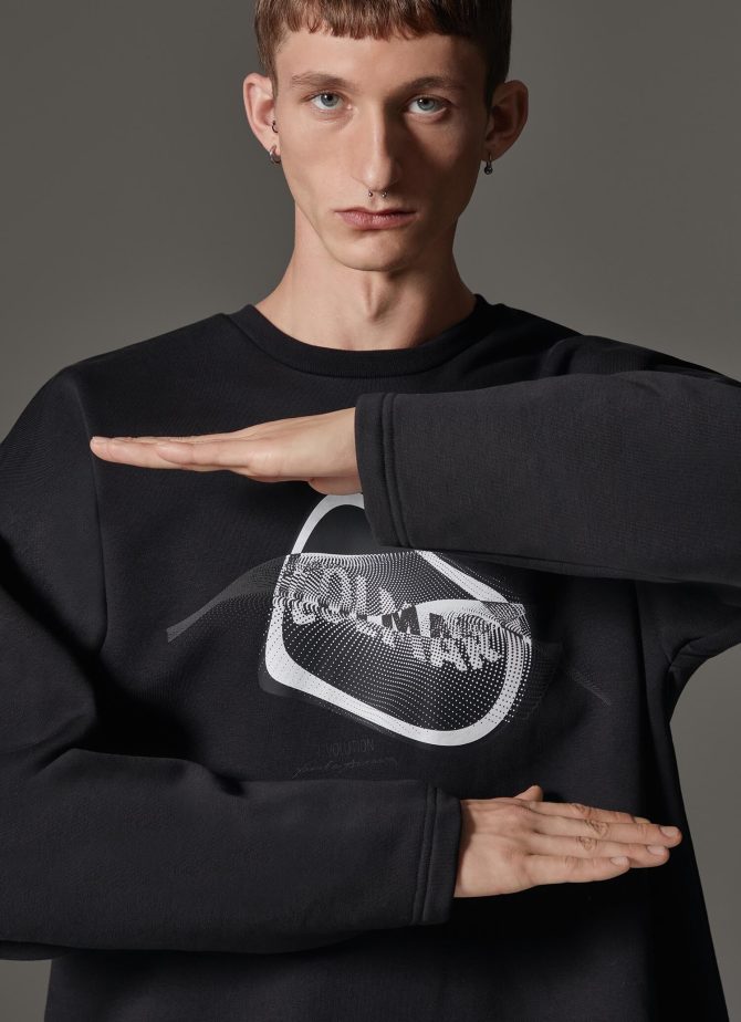 Crew-neck sweatshirt with uneven logo print - Image 2
