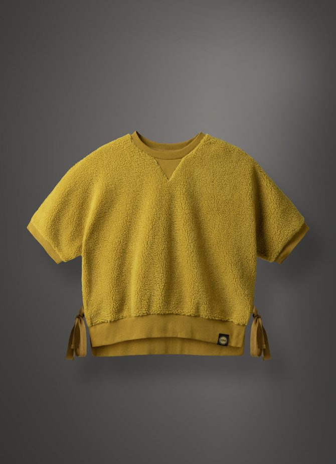 Short-sleeve teddy effect fabric sweatshirt - Image 4