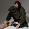 Long teddy fabric effect sweatshirt with belt