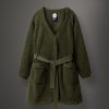 Long teddy fabric effect sweatshirt with belt - Image 4