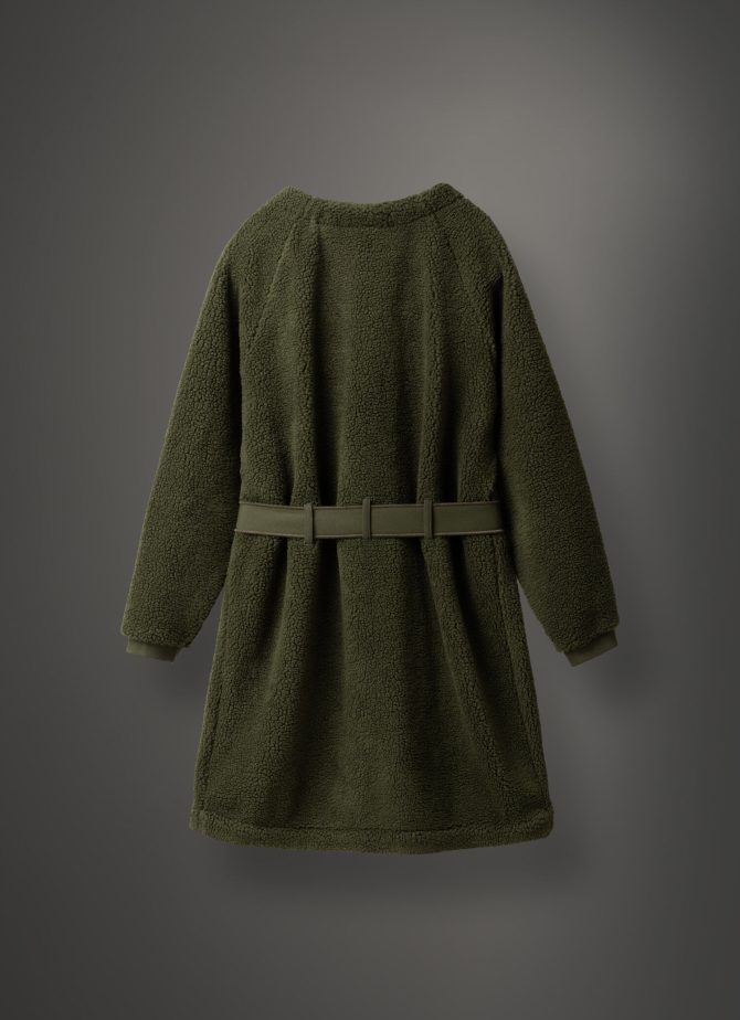 Long teddy fabric effect sweatshirt with belt - Image 5