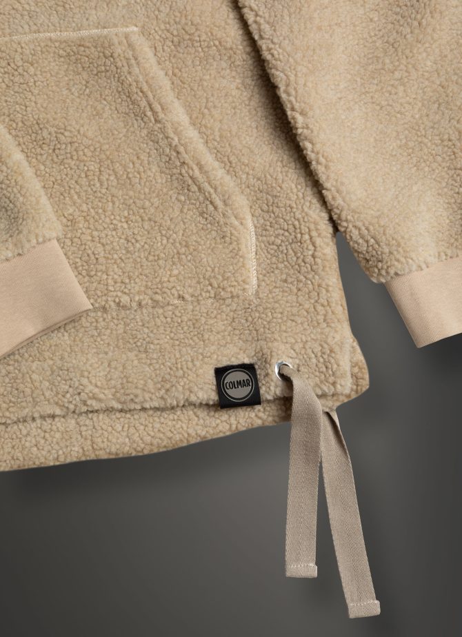 Long teddy fabric effect sweatshirt with hood - Image 6